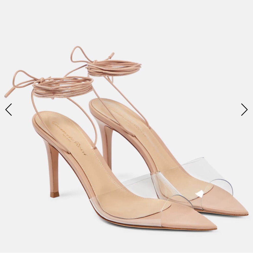 Gianvito Rossi Tan Heels with Transparent Panel